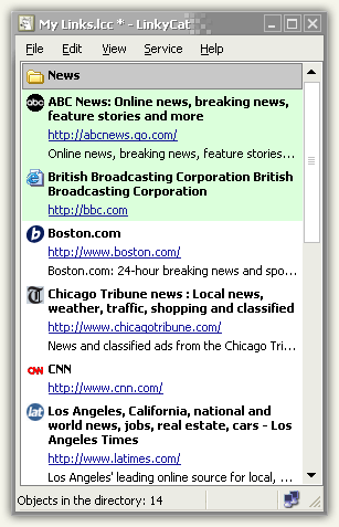 LinkyCat - Bookmarks manager - Minimalistic list view